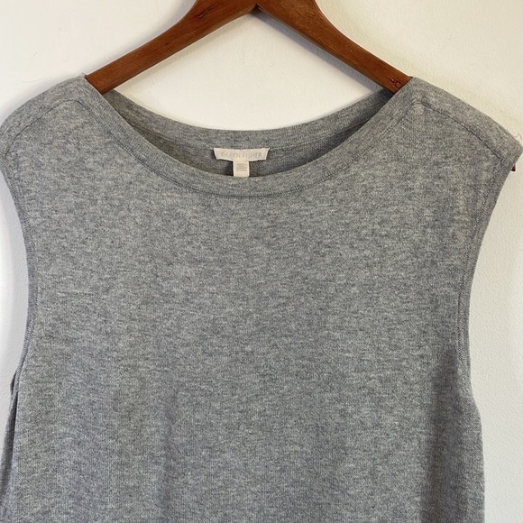 Cashmere Sweater Dress Eileen Fisher SM Grey Tunic Mid Minimalist Contemporary - Picture 2 of 14